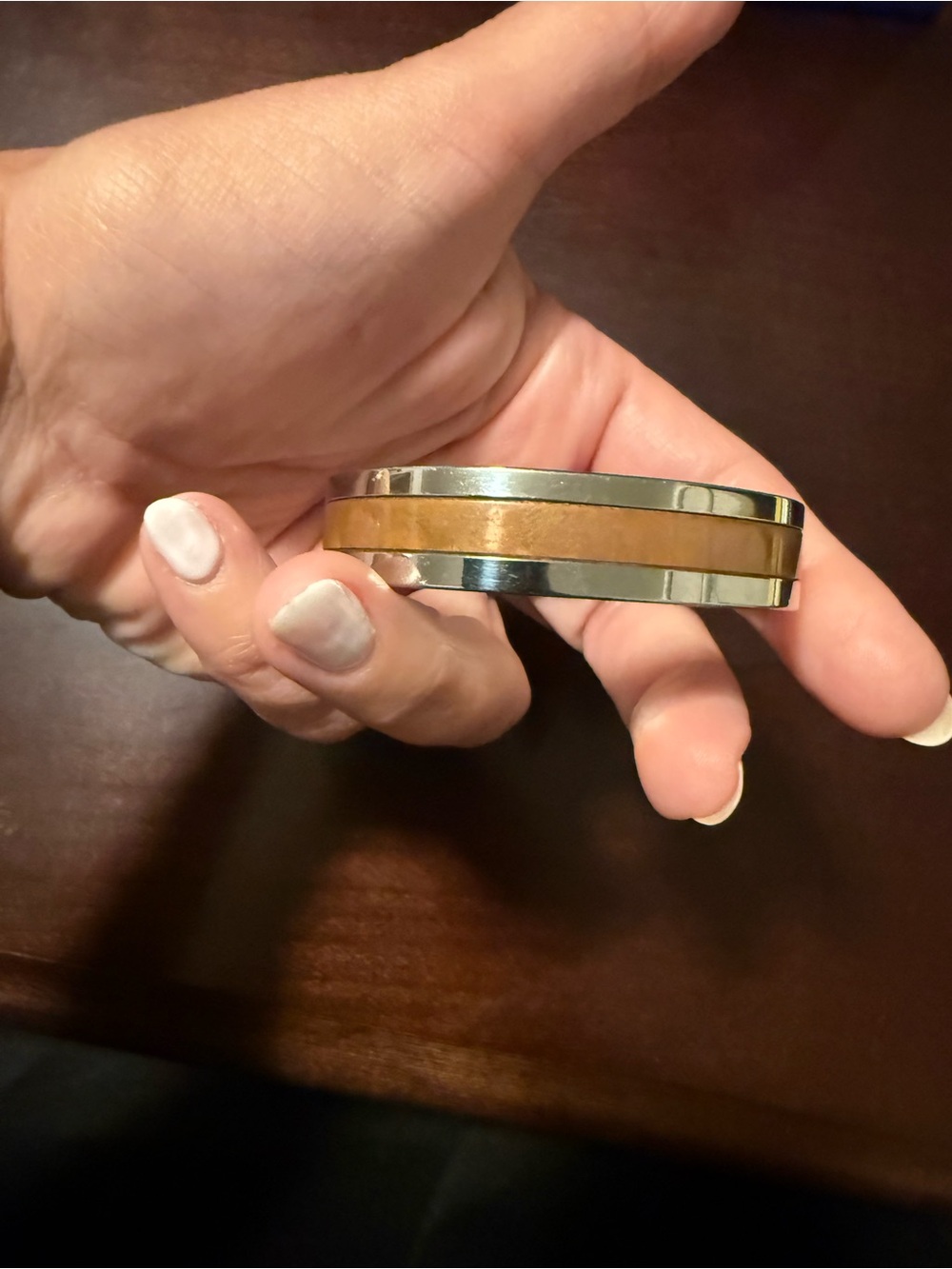 Avon Women's Two-Tone Bracelet in Tan and Silver
